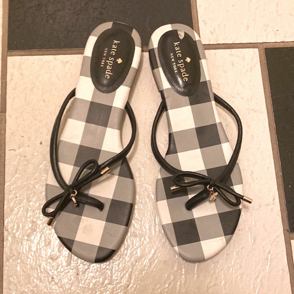 Kate Spade Black and White Checkered Sandals